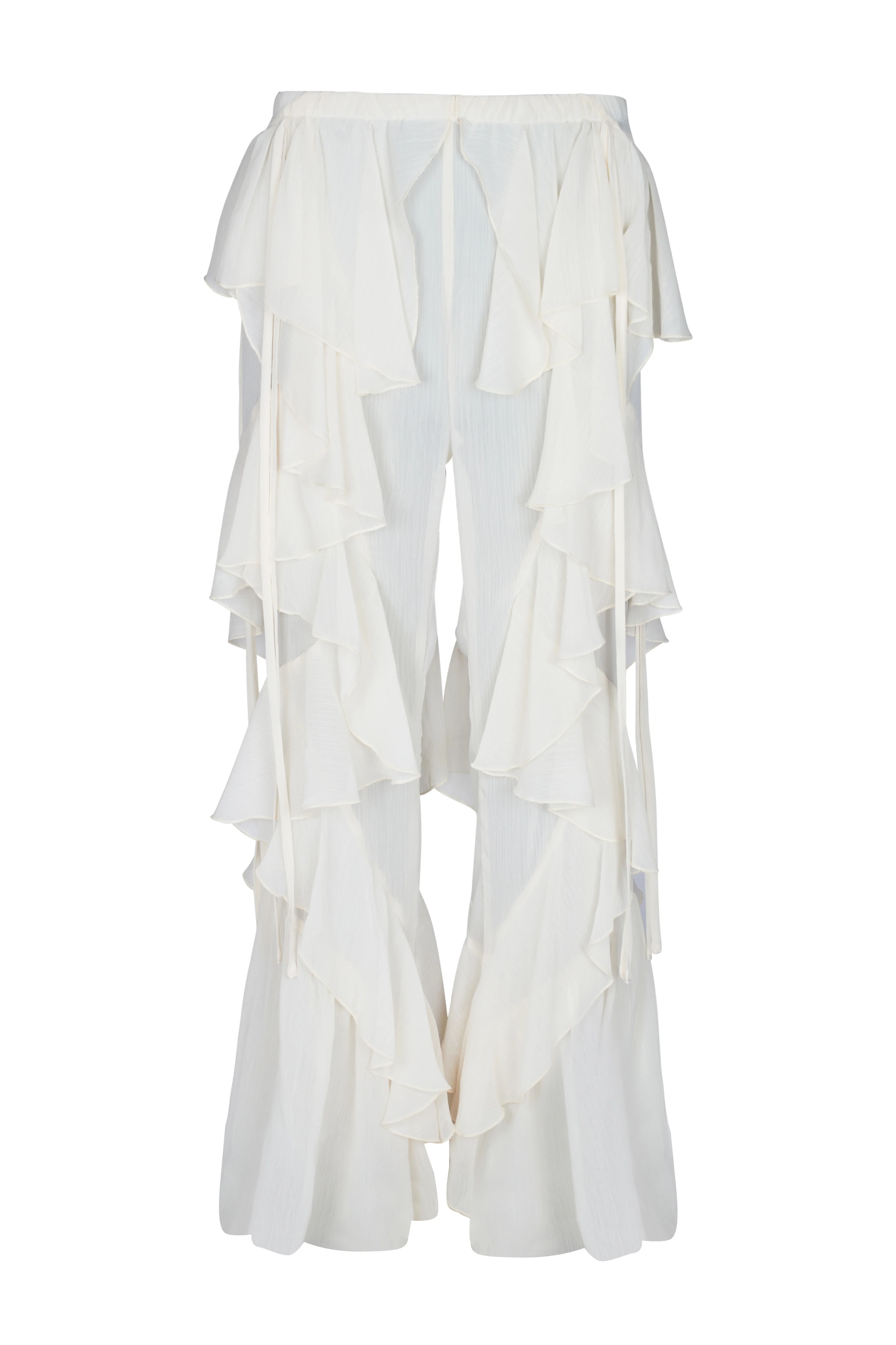 CELIA Cream Ruffle Flared Trousers - Image 7