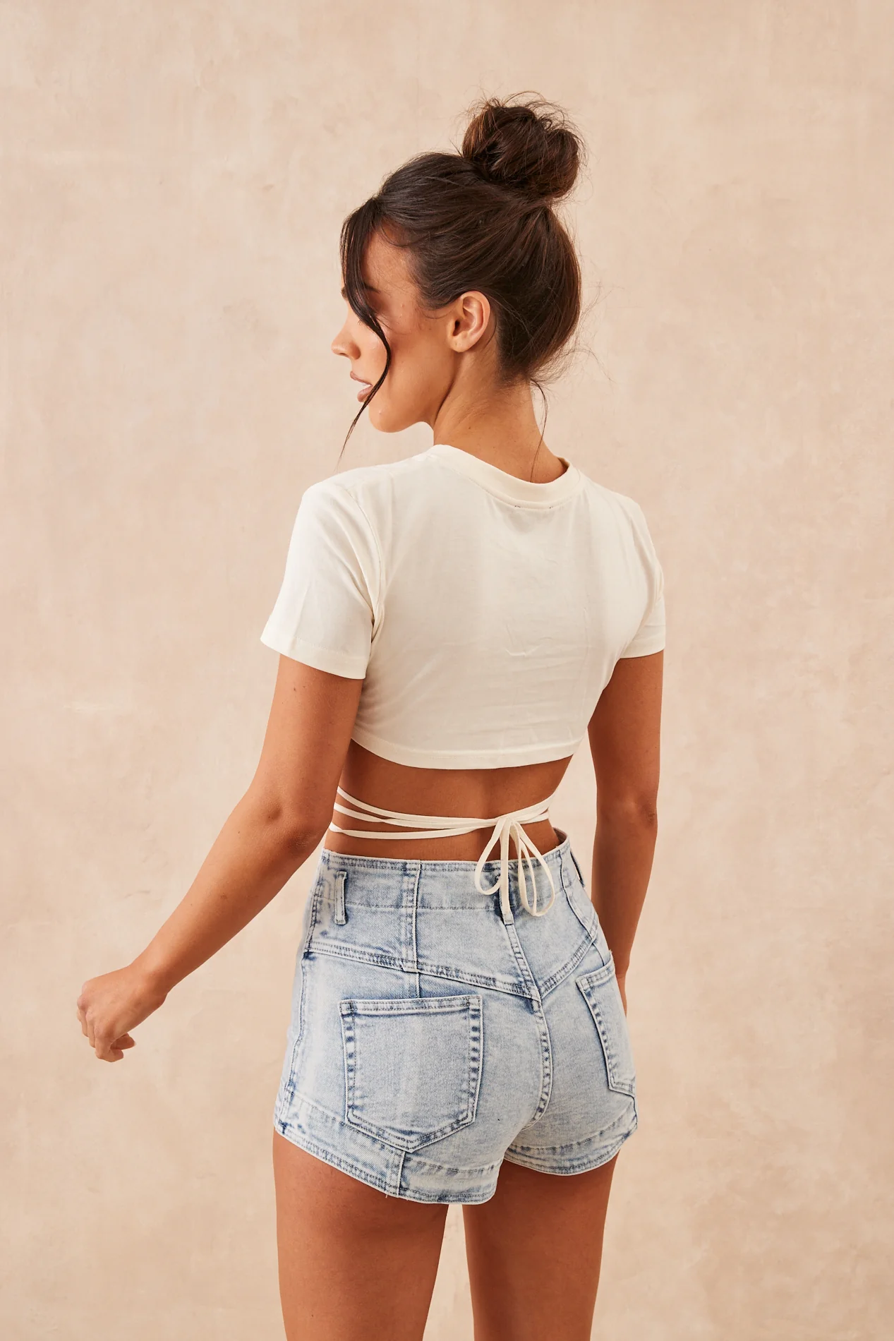 OPHELIA Cream Cropped T-Shirt - Image 5